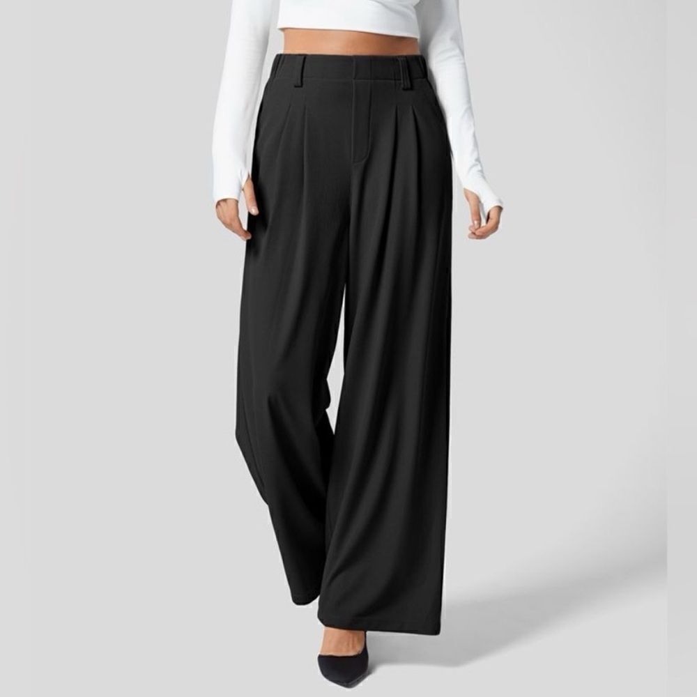Wide Leg Black Women's Pants - Classic High-Waist Wide Leg Trousers